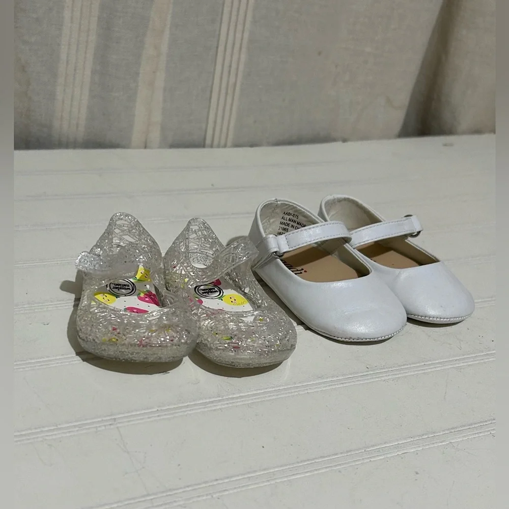 Baby Girl Shoes Size 2 White and Glitter Kids Set Spring Summer Casual Play Cute